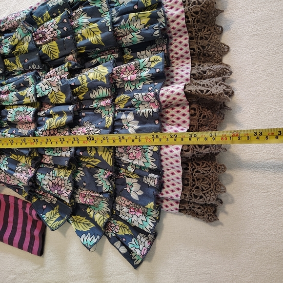 Girl's Mustard Pie Pink Brown Stripe Floral Tiered Tie Back Layered Dress Sz 10 - Picture 5 of 8